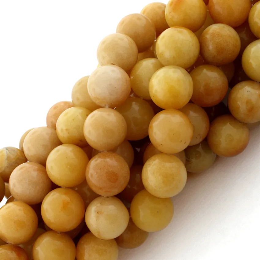 12mm Yellow Jade Gem Stone Beads