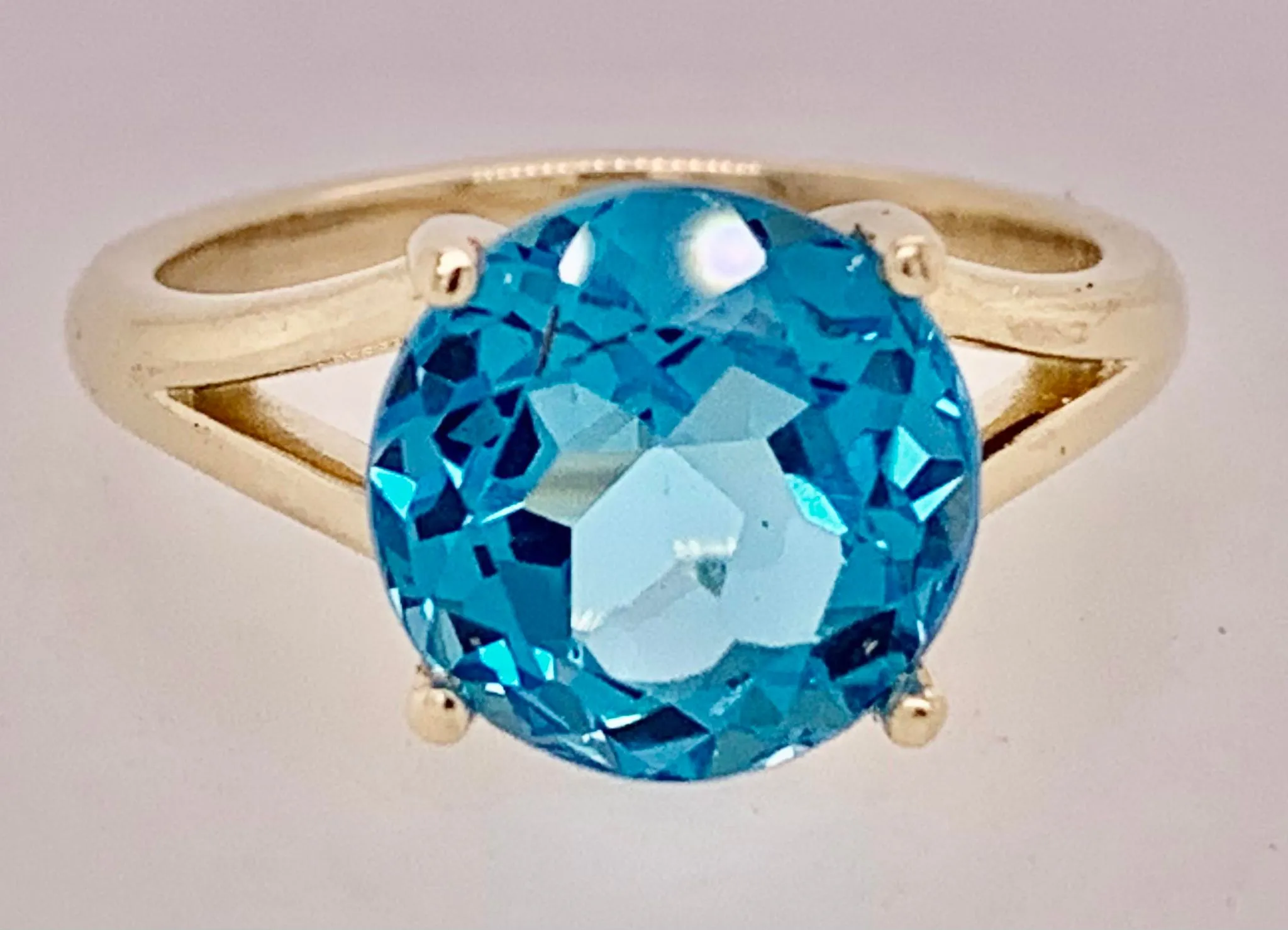 14K Swiss Blue Topaz Ring