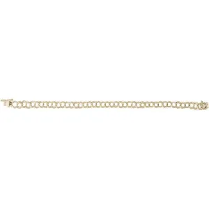 14K Yellow Gold Double Link Charm Bracelet