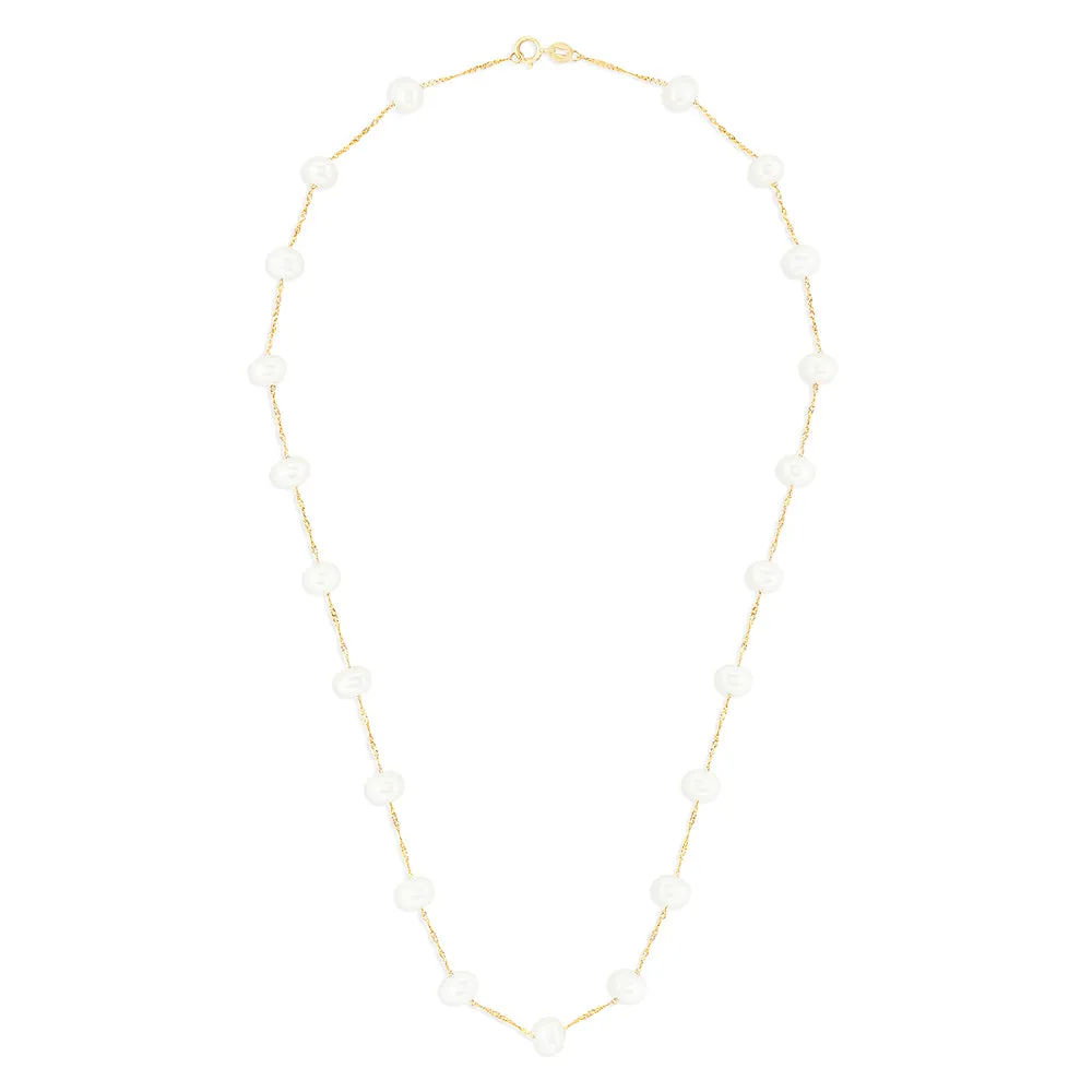 14K Yellow Gold Fresh Water Cultured Pearl 18" Necklace