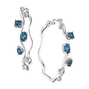 18k Mirage White Gold Earring With 0.49 Cts Vs-Gh Diamonds  And Topaz