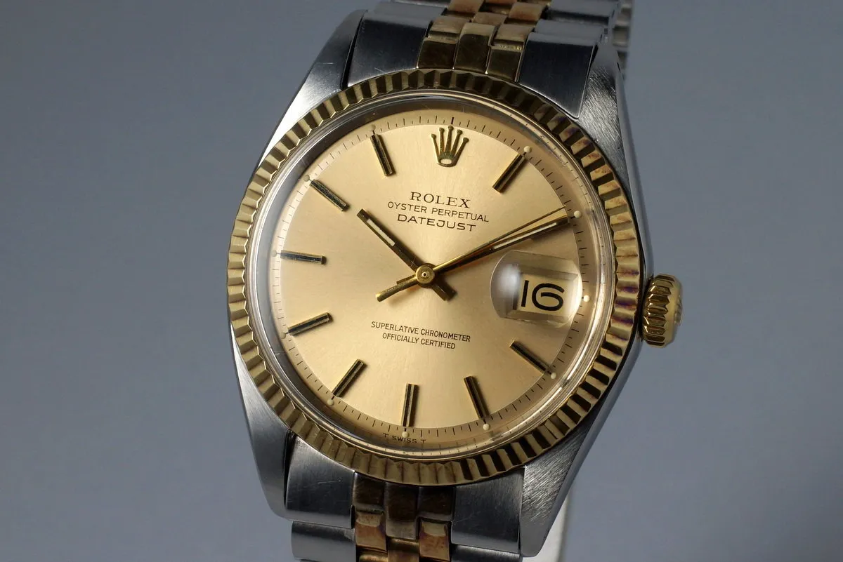 1972 Rolex Two Tone Datejust 1601 Champagne Dial with RSC Papers