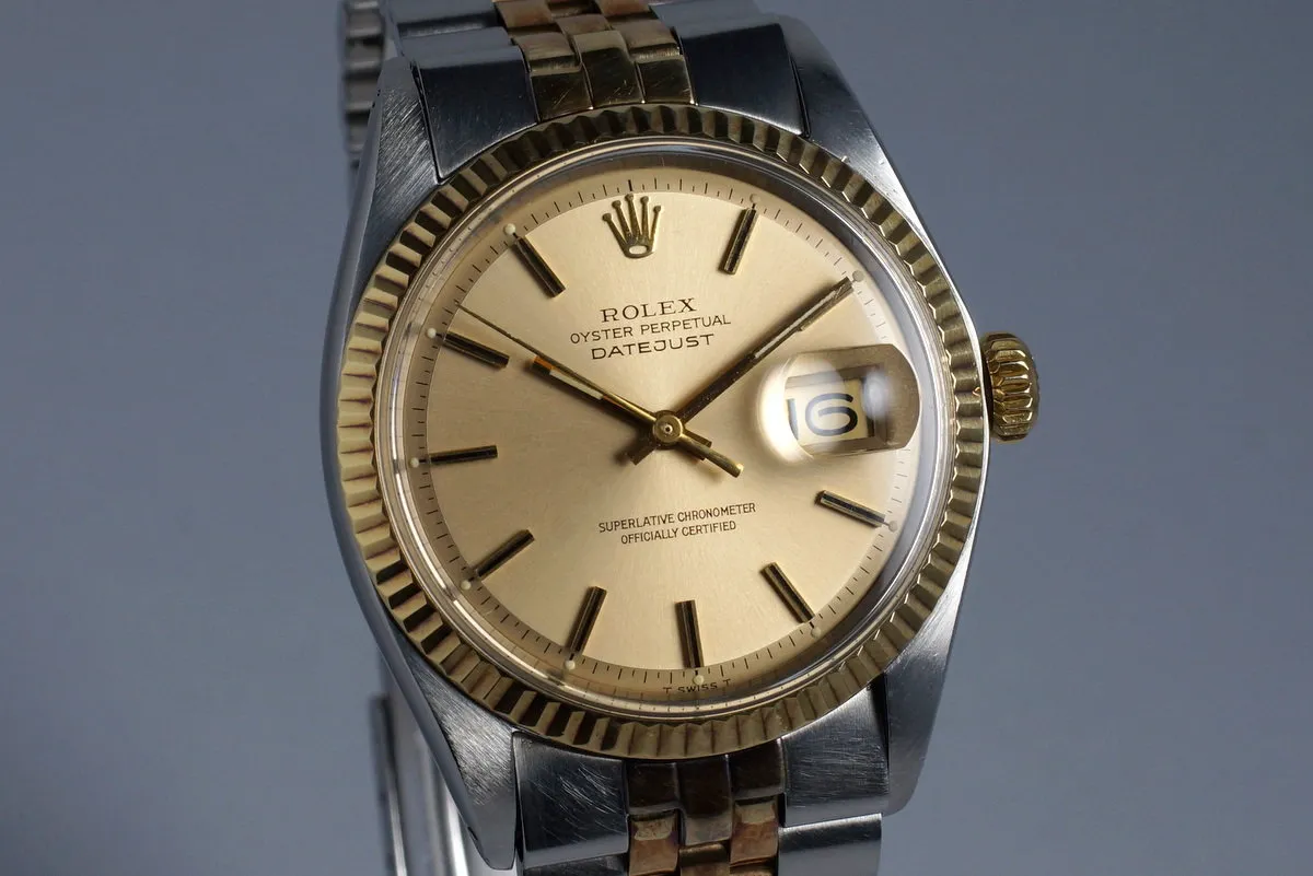 1972 Rolex Two Tone Datejust 1601 Champagne Dial with RSC Papers