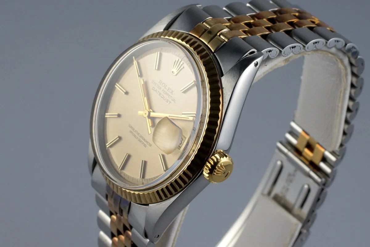 1972 Rolex Two Tone Datejust 1601 Champagne Dial with RSC Papers