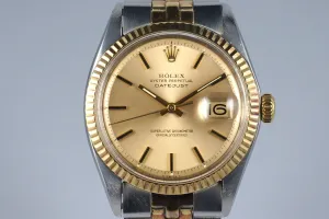 1972 Rolex Two Tone Datejust 1601 Champagne Dial with RSC Papers