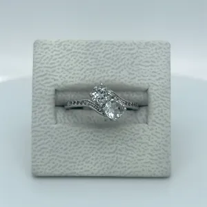 2-Stone Sterling Silver and White Topaz Ring