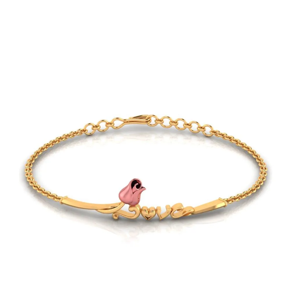 22k Yellow On Top Of Love Word Gold Bracelet