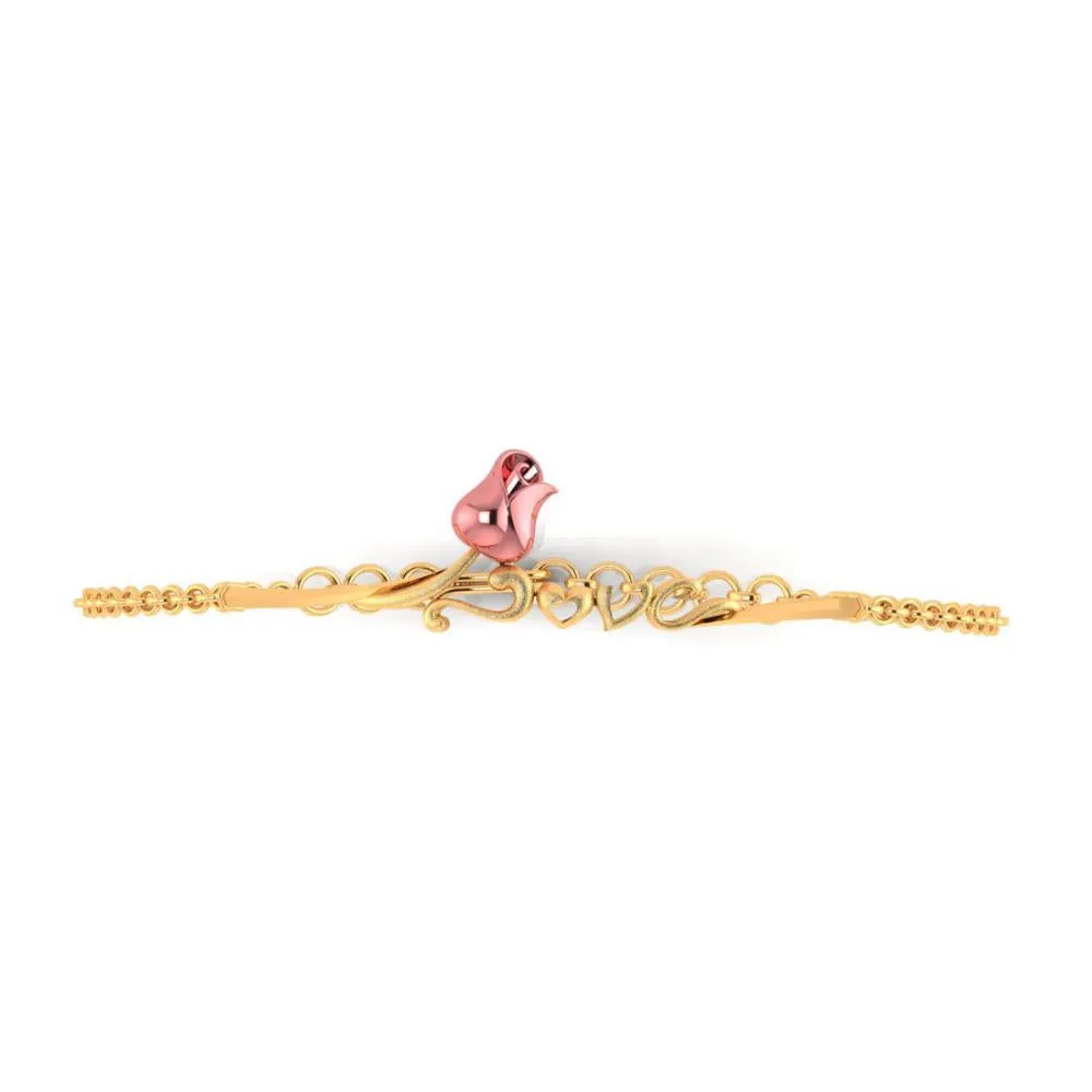 22k Yellow On Top Of Love Word Gold Bracelet