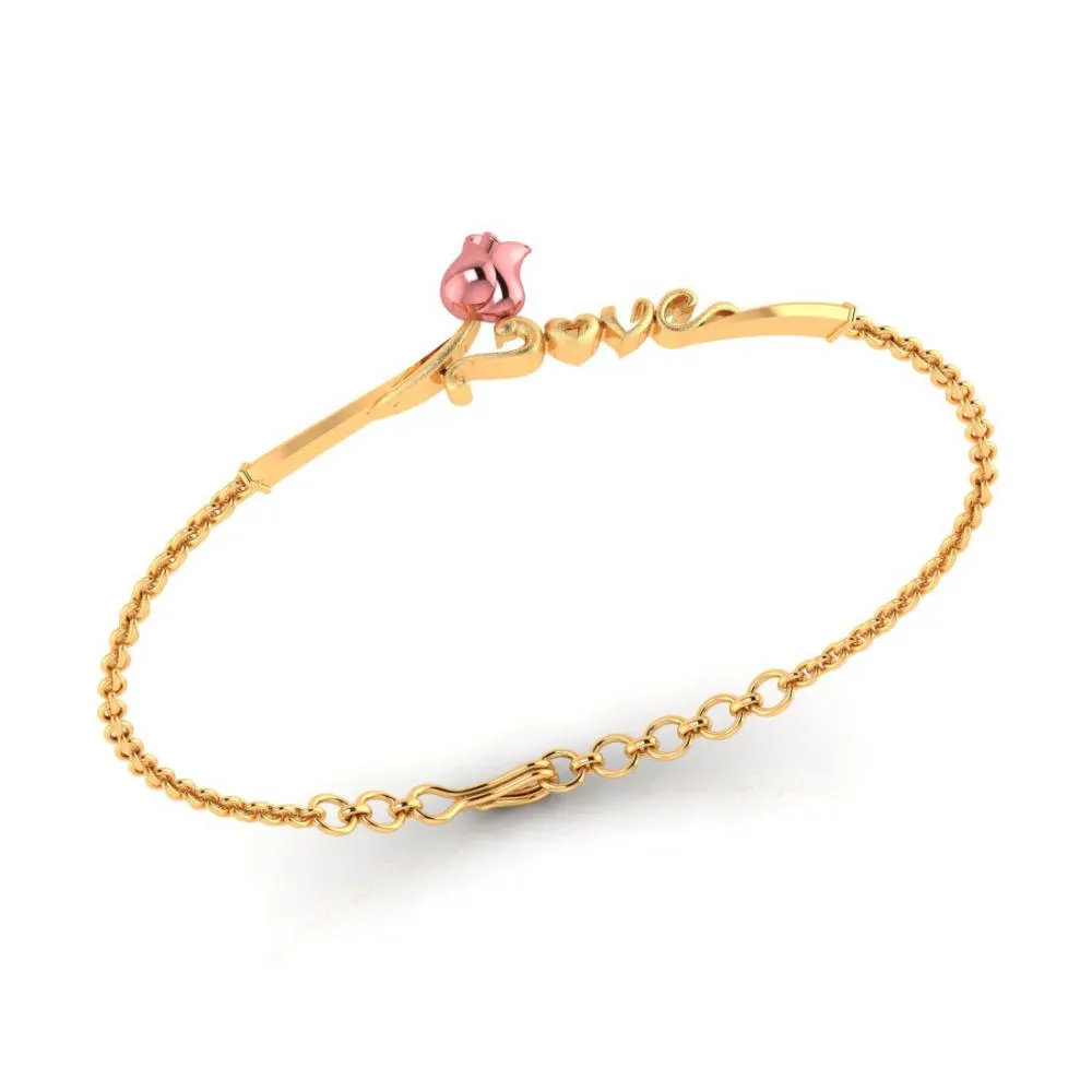 22k Yellow On Top Of Love Word Gold Bracelet