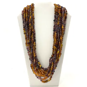 27" Amber and Purple Glass Bead Necklace (Dozen)