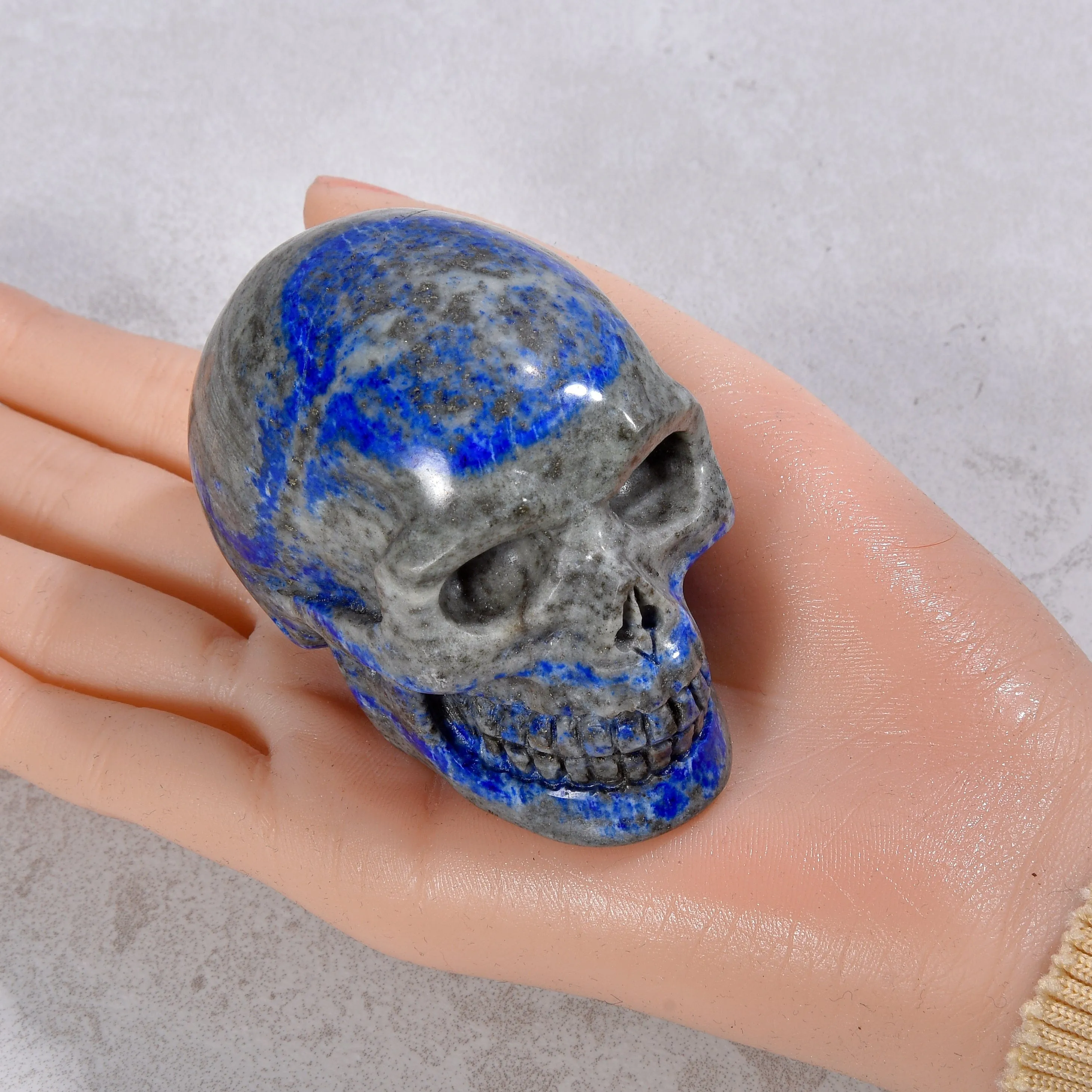 2" Natural Lapis Skull Gemstone Carving