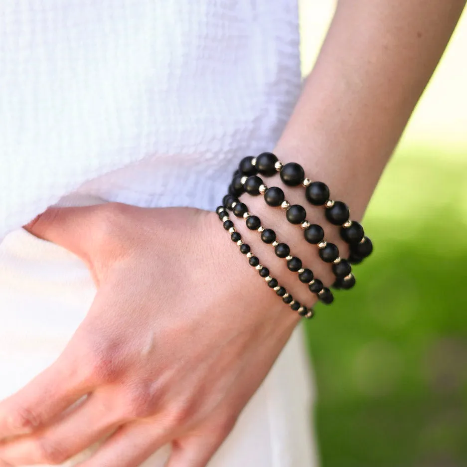 4 or 6mm Matte Black & Beaded Lux Bracelet