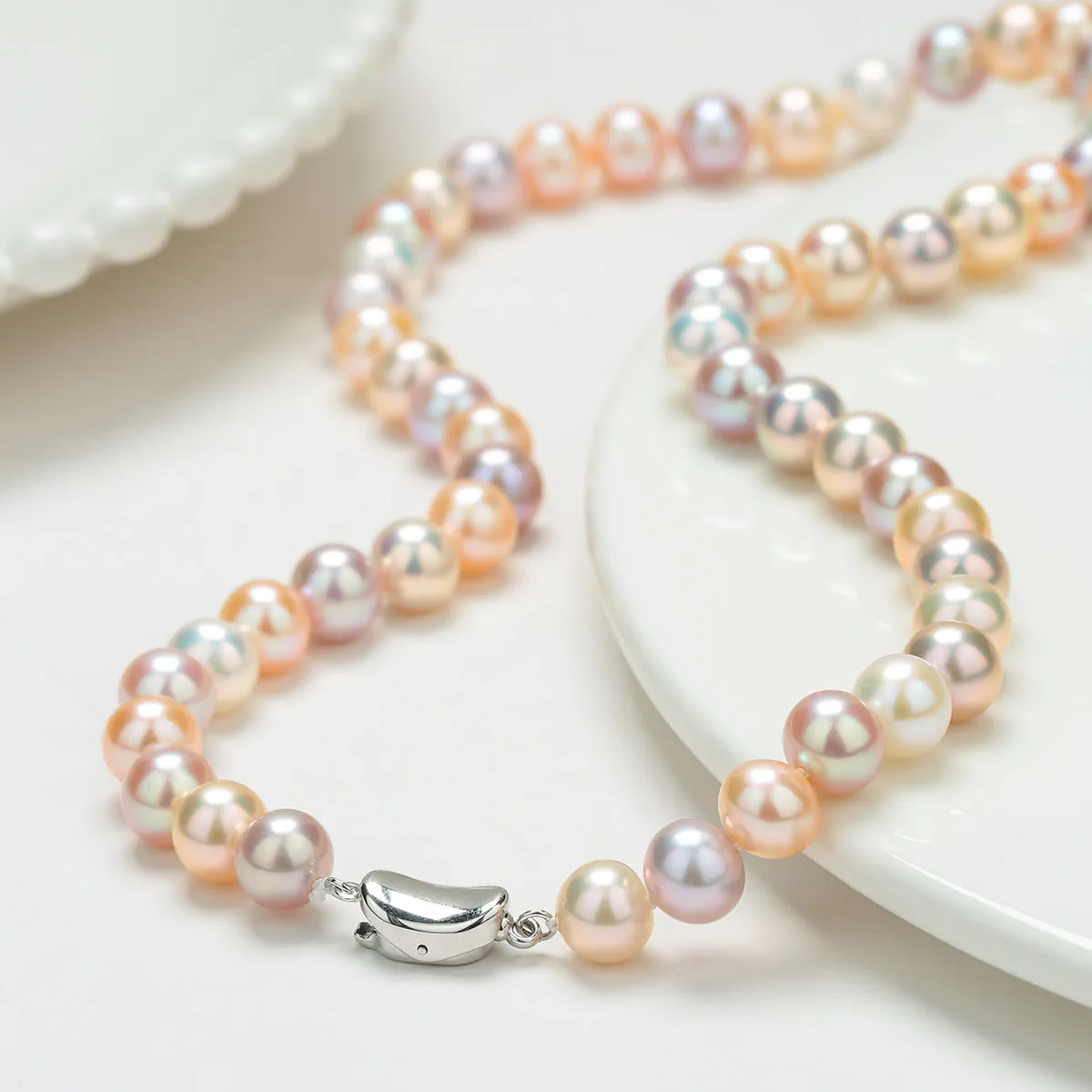 8-9mm Multicolor Freshwater Pearl Strand Necklace AAAA Grade