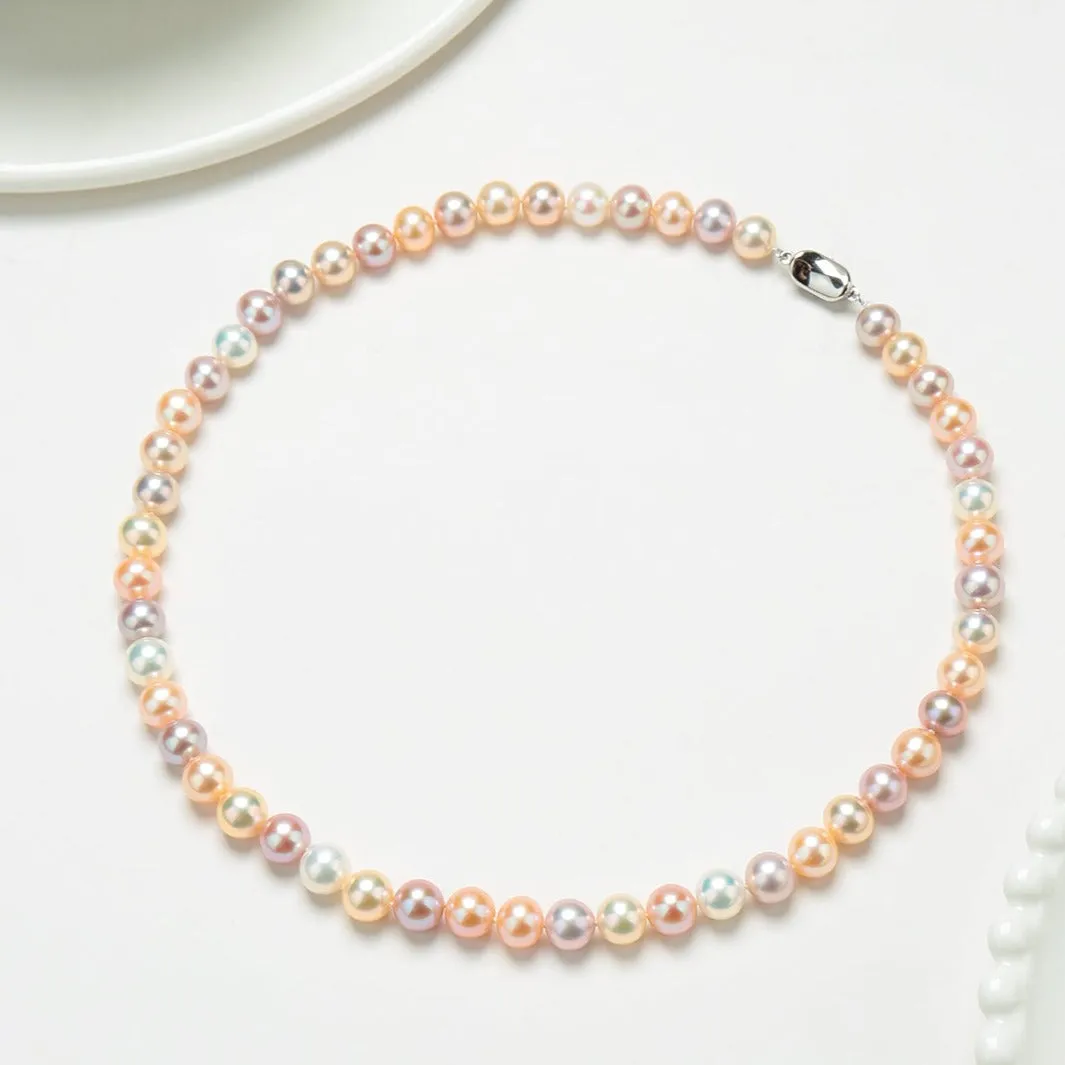 8-9mm Multicolor Freshwater Pearl Strand Necklace AAAA Grade