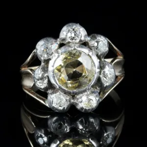 Antique Georgian Yellow Topaz Diamond Ring Circa 1780 Gold Silver