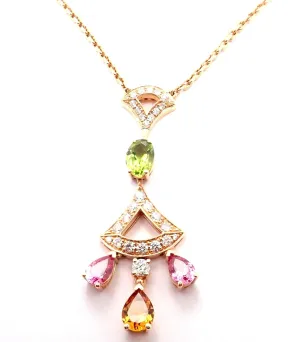 Authentic Bvlgari Bulgari Diva Dream 18k Rose Gold Diamond Peridot Necklace Cert