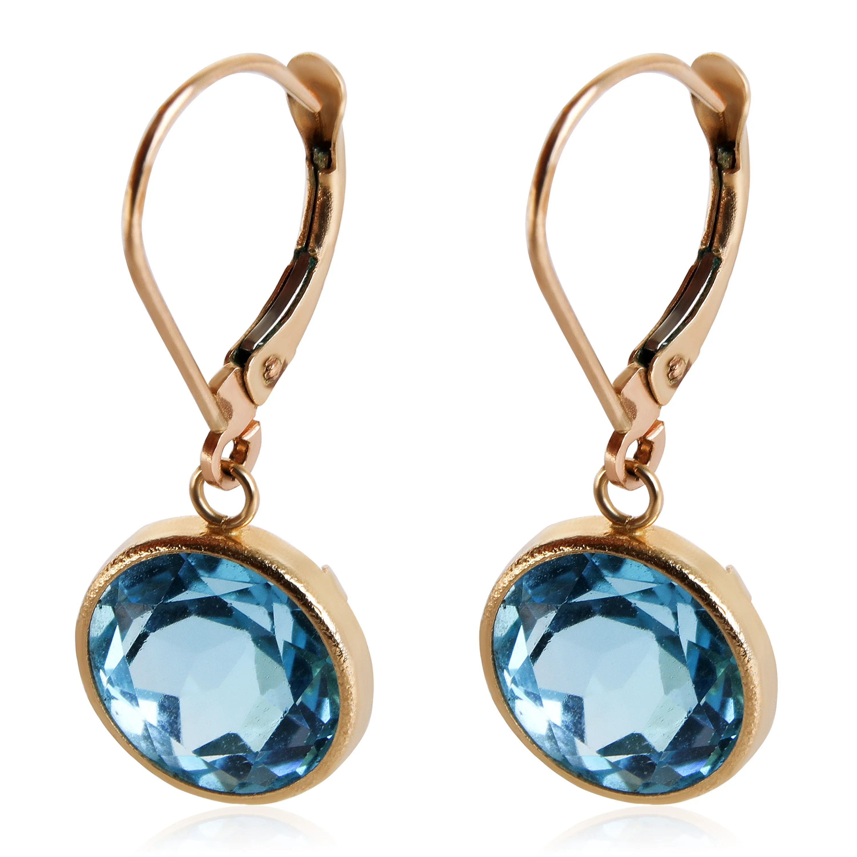 Blue Topaz Drop Earrings in 14k Yellow Gold