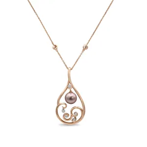 Boodles Cherry pearl Design Tahitian Pearl & Diamond Pendant/Necklace - 18ct Rose Gold