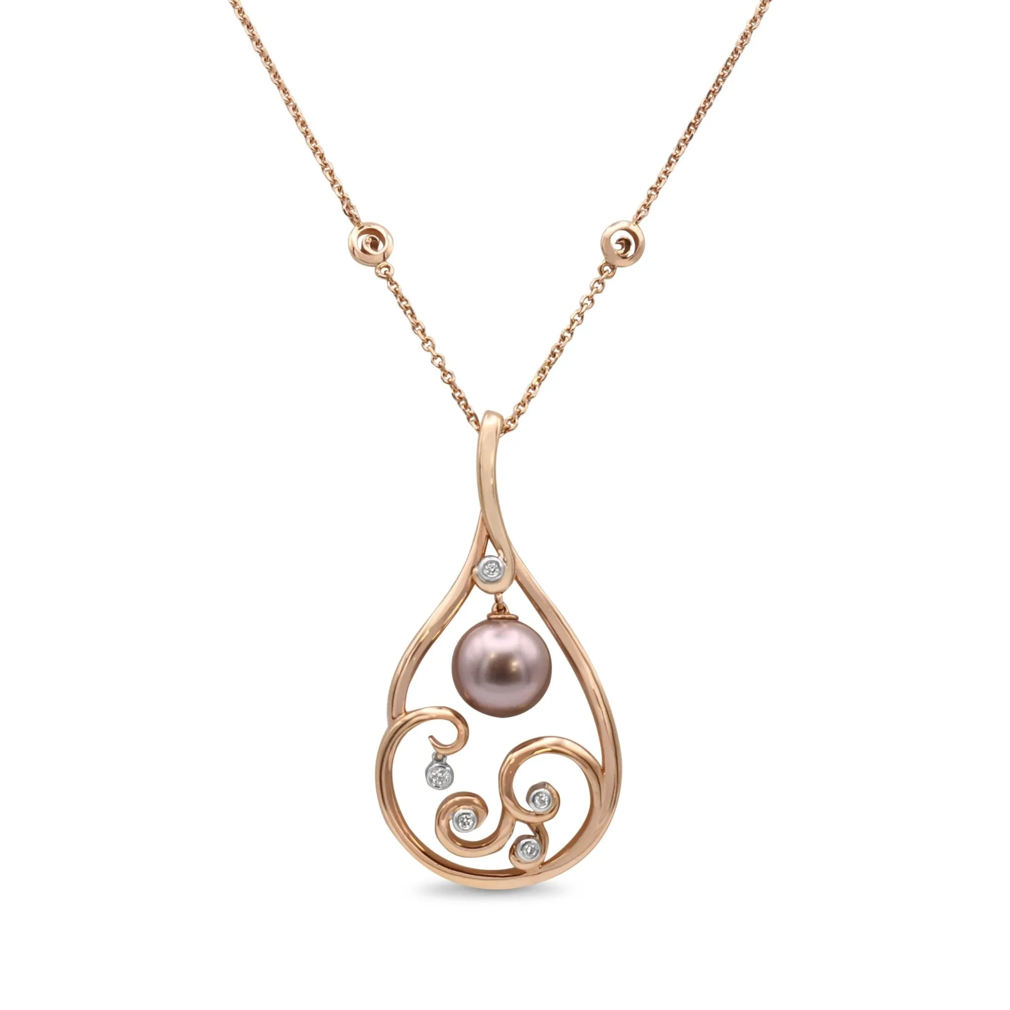 Boodles Cherry pearl Design Tahitian Pearl & Diamond Pendant/Necklace - 18ct Rose Gold