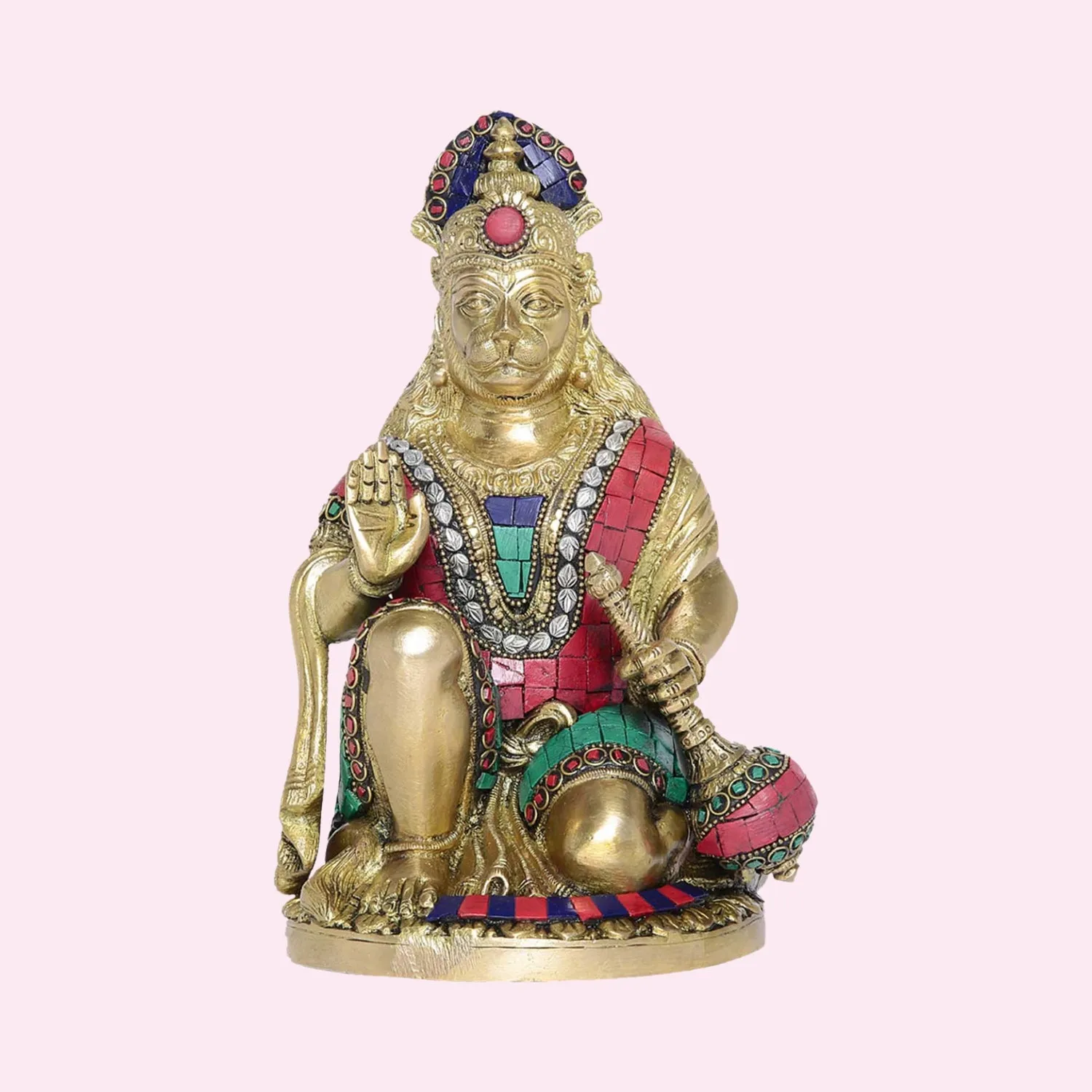 Brass Stonework Hanuman 9 in