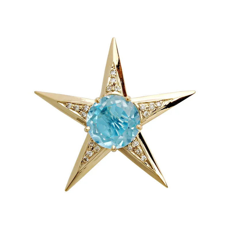 Brooch- Blue Topaz And Diamond (1181A)