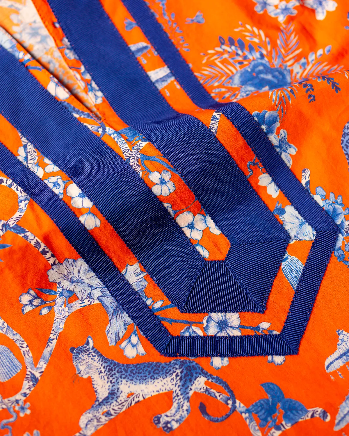 Capri Tunic in Whimsical Jungle Toile in Orange and Blue