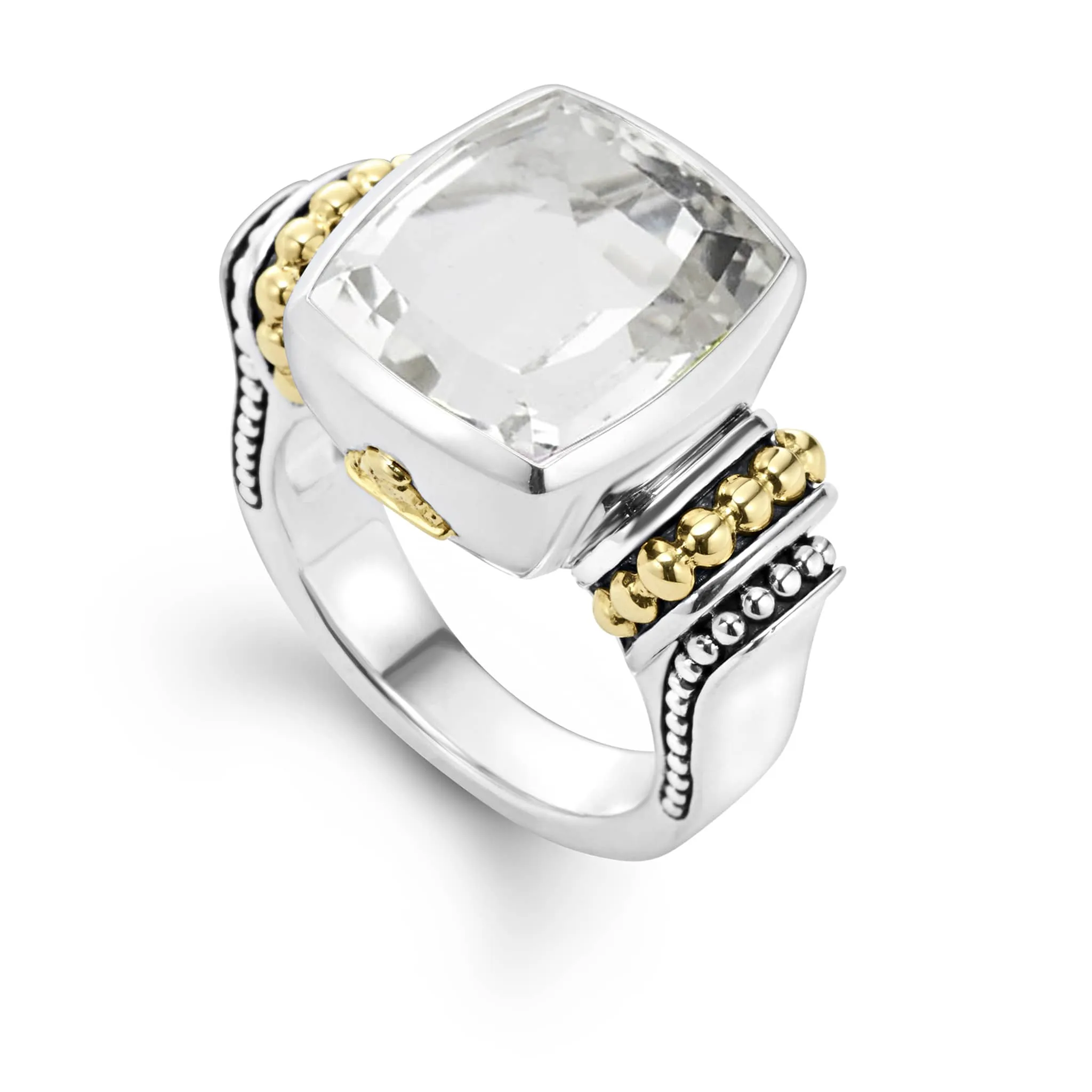 Caviar Color Small White Topaz Statement Ring