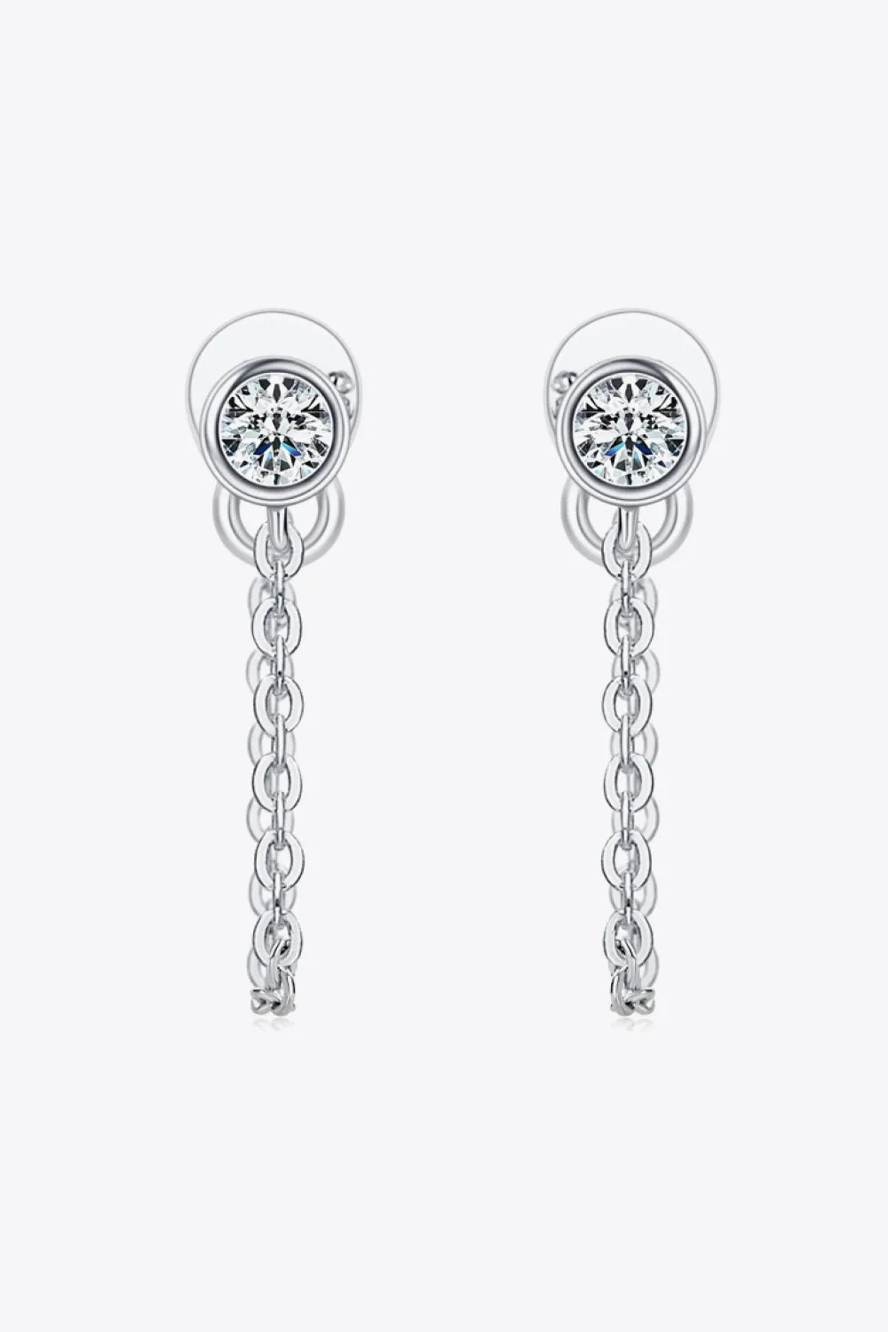 Chain Inlaid Moissanite Earrings