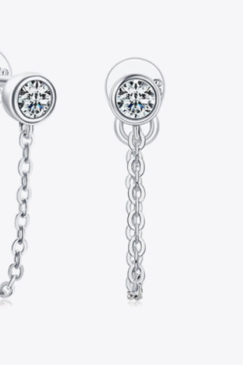 Chain Inlaid Moissanite Earrings