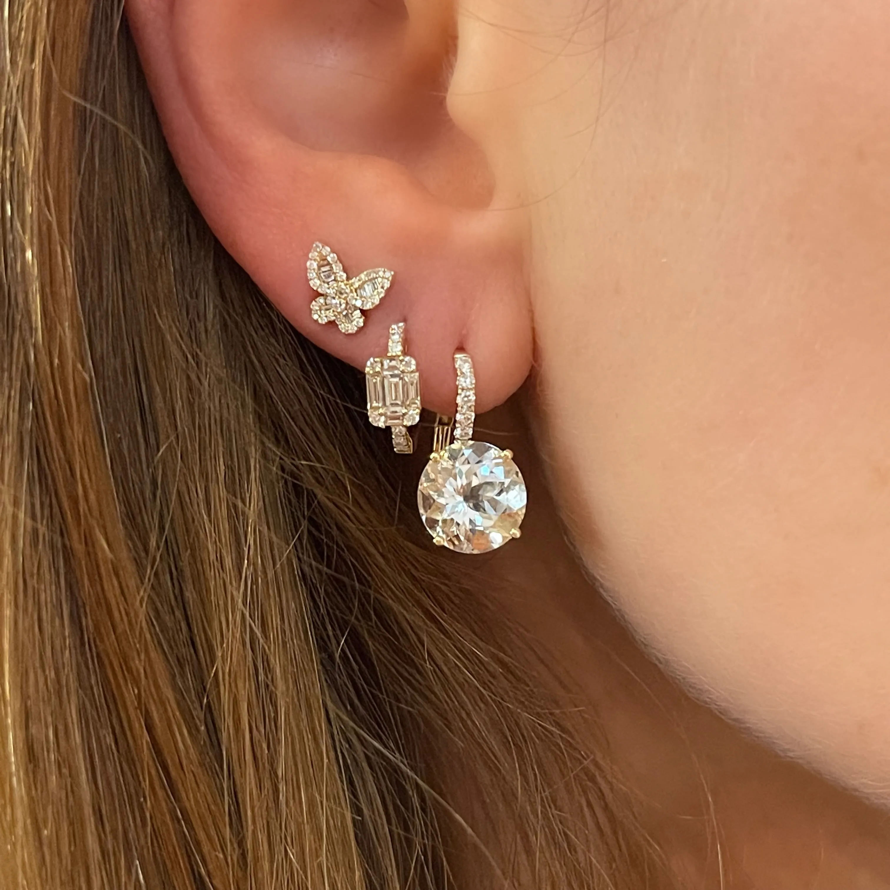 Cirque Candy Drop Earrings with White Topaz & Diamonds