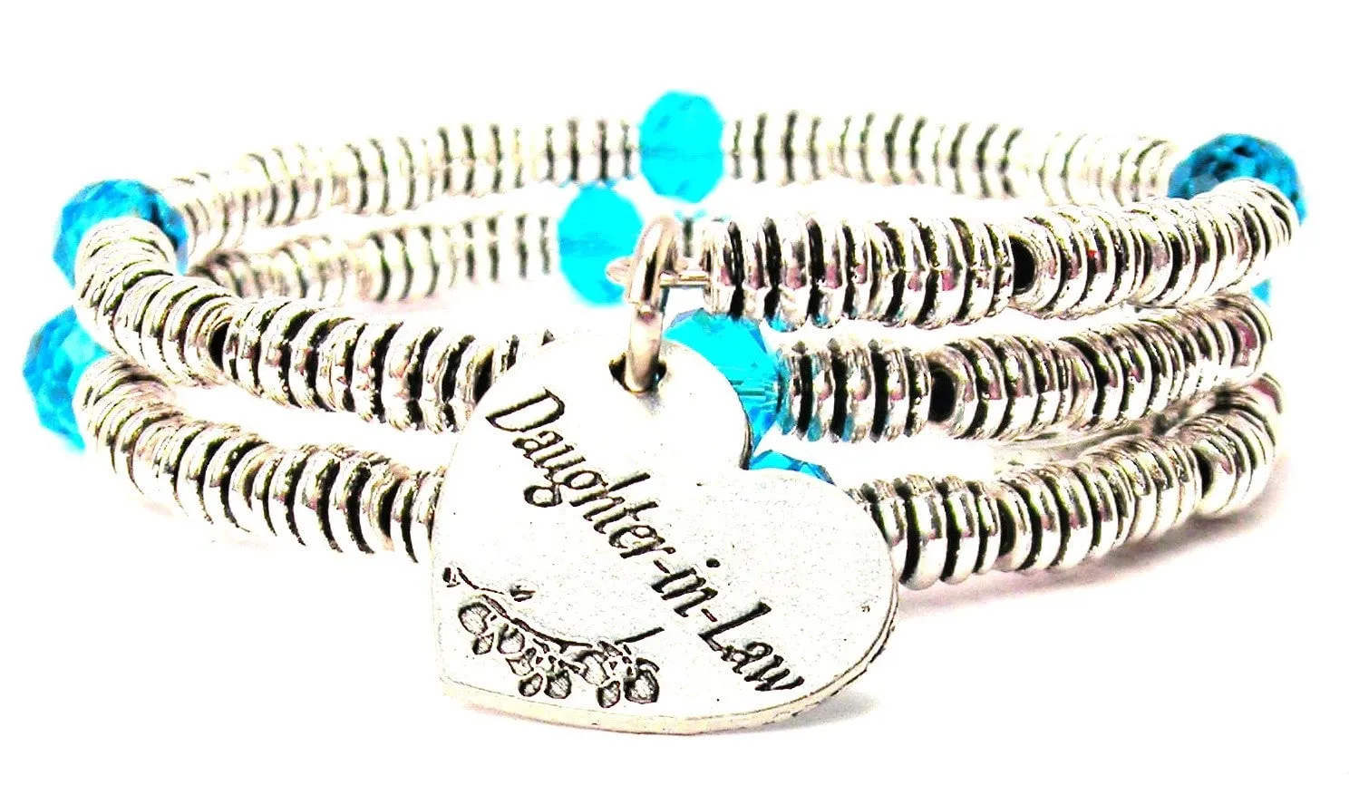 Daughter In Law Heart Curly Coil Wrap Style Bangle Bracelet