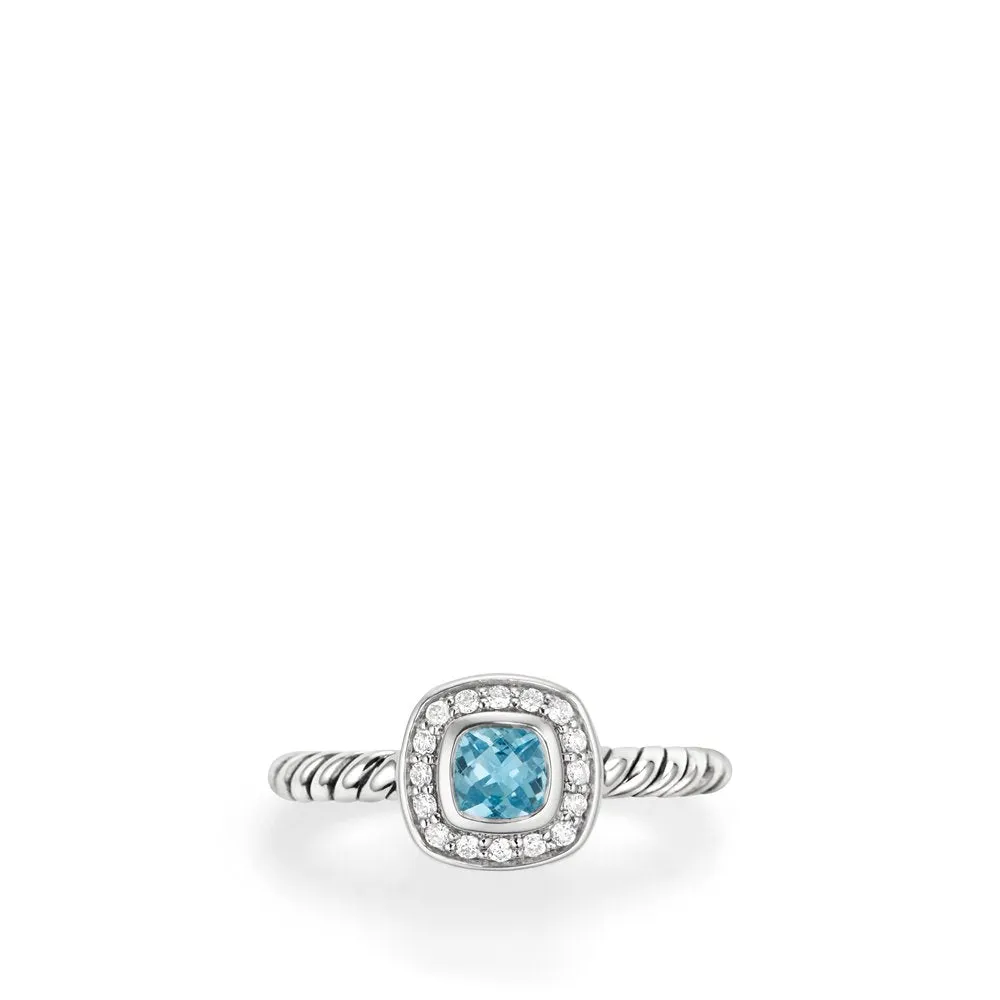 David Yurman Albion Kids Ring with Blue Topaz and Diamonds, 4mm