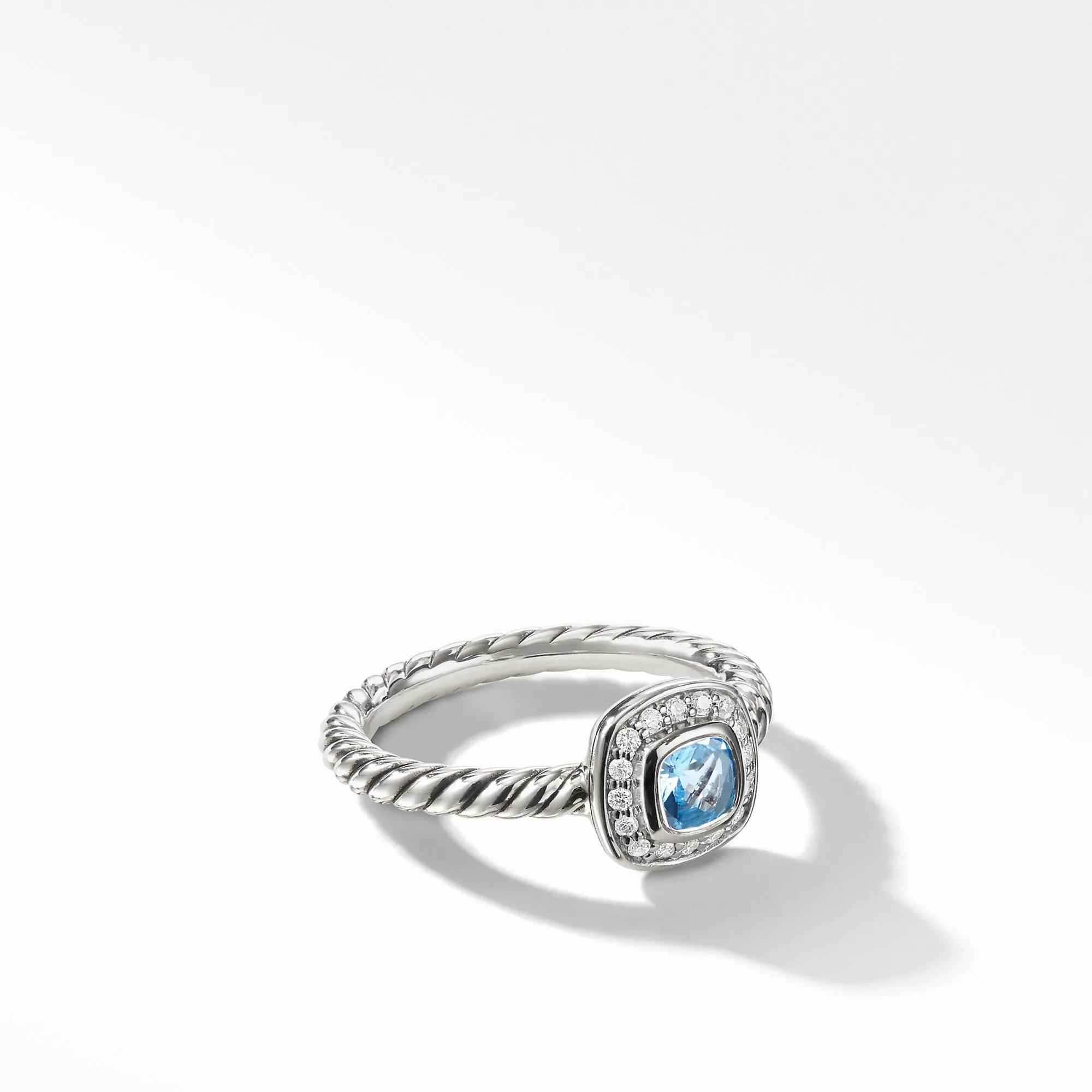 David Yurman Albion Kids Ring with Blue Topaz and Diamonds, 4mm