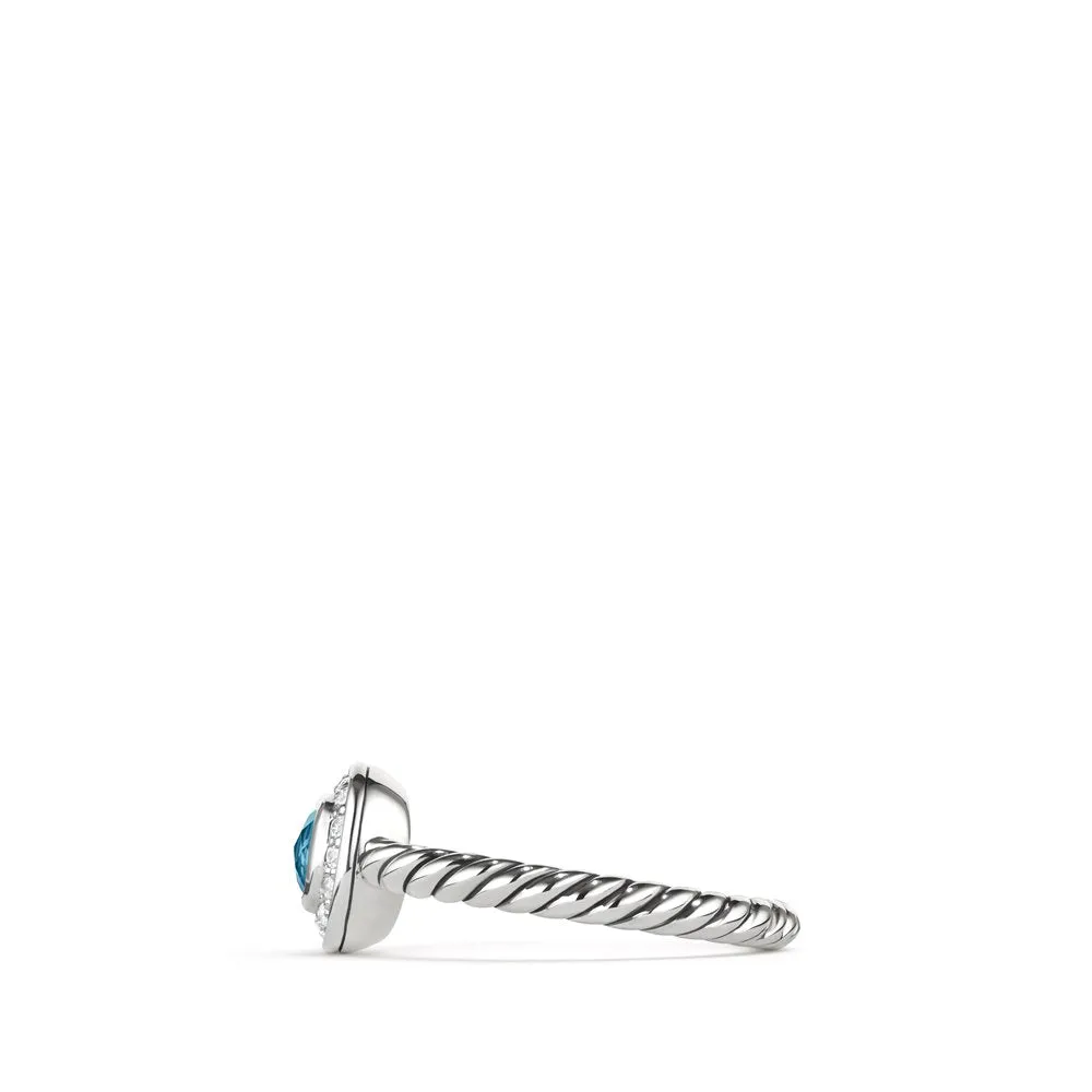 David Yurman Albion Kids Ring with Blue Topaz and Diamonds, 4mm