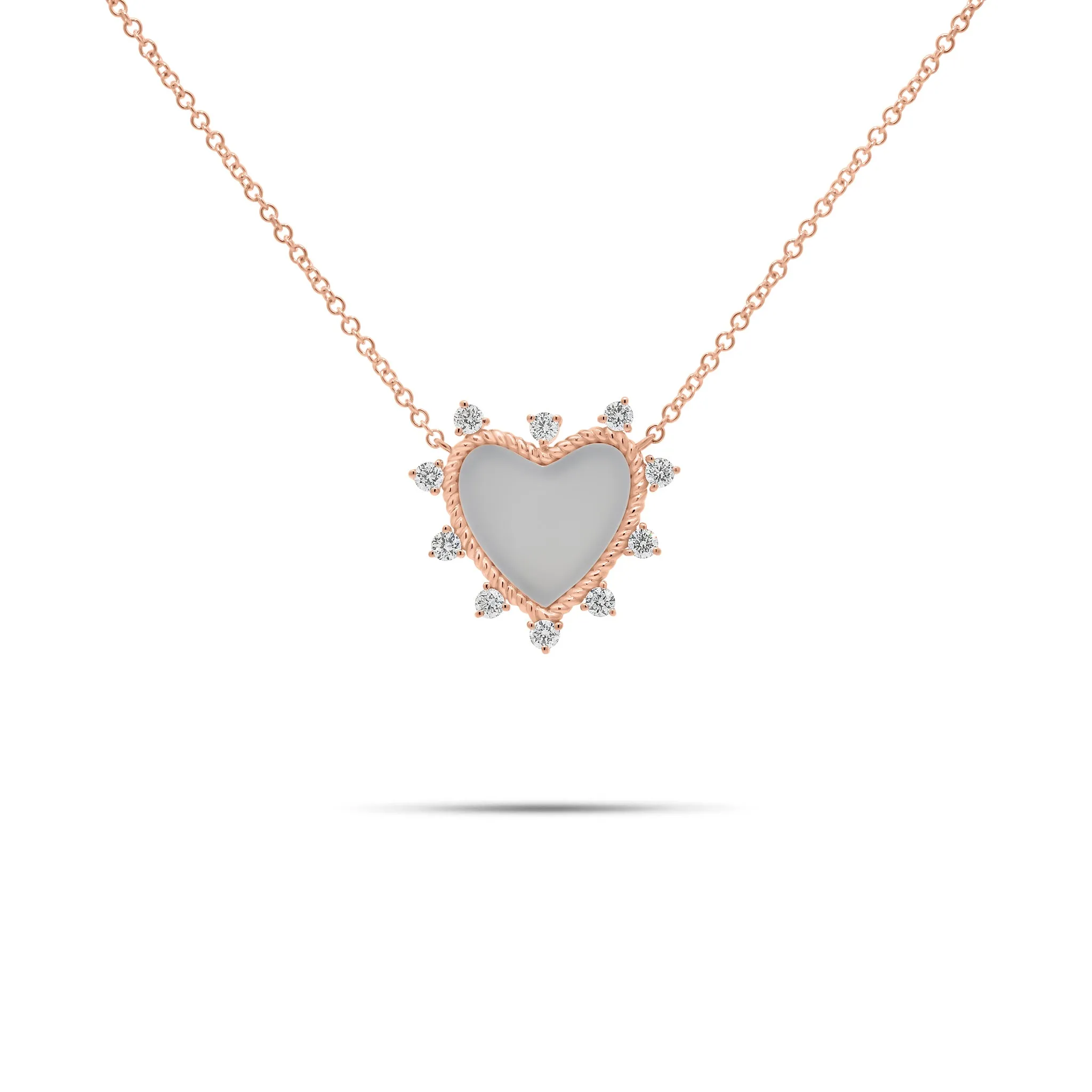 Diamond & Mother of Pearl Heart Pendant Necklace