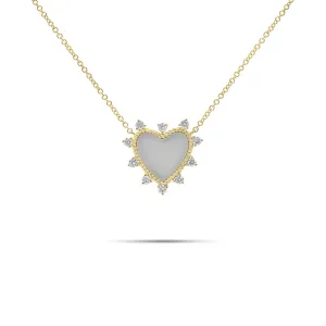 Diamond & Mother of Pearl Heart Pendant Necklace