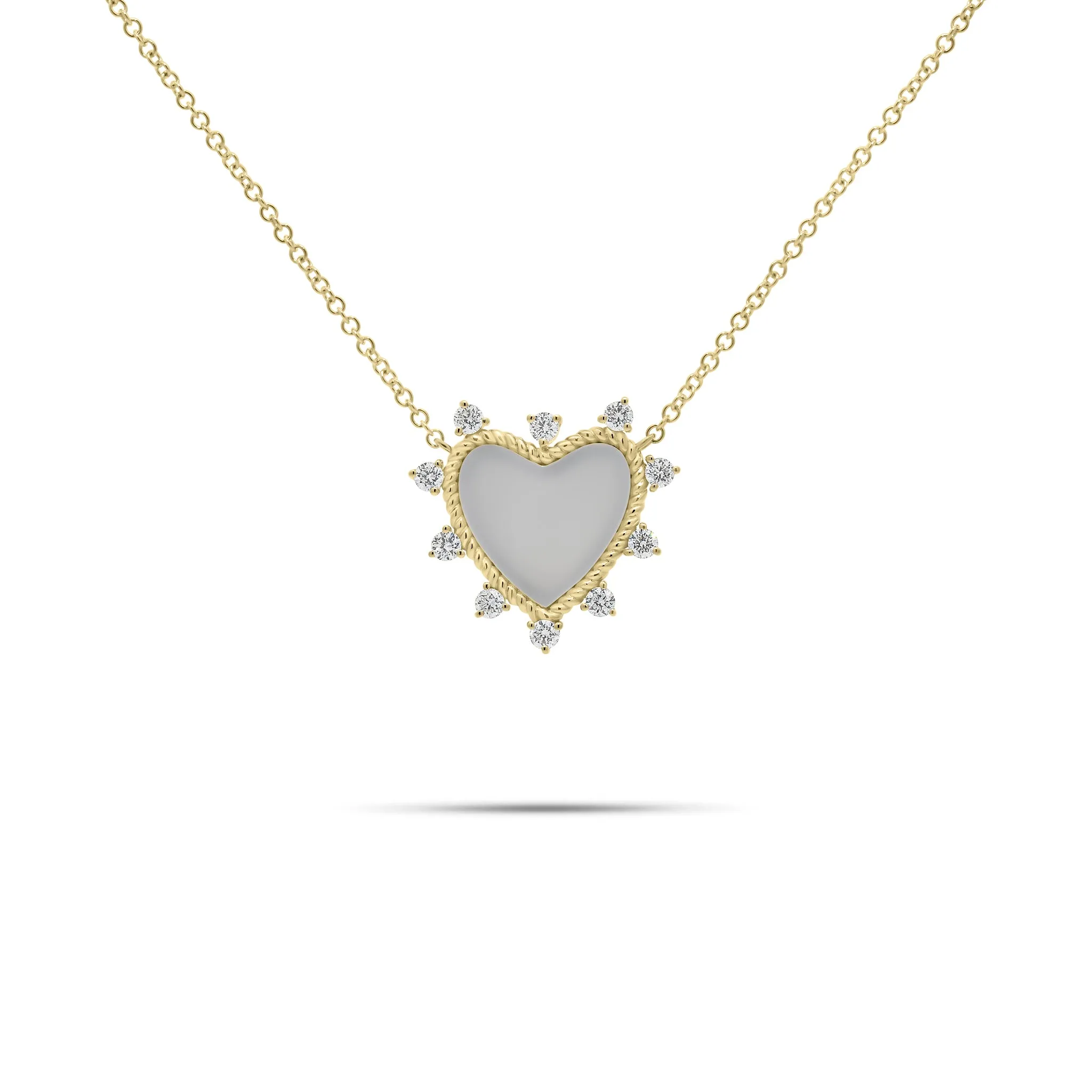 Diamond & Mother of Pearl Heart Pendant Necklace