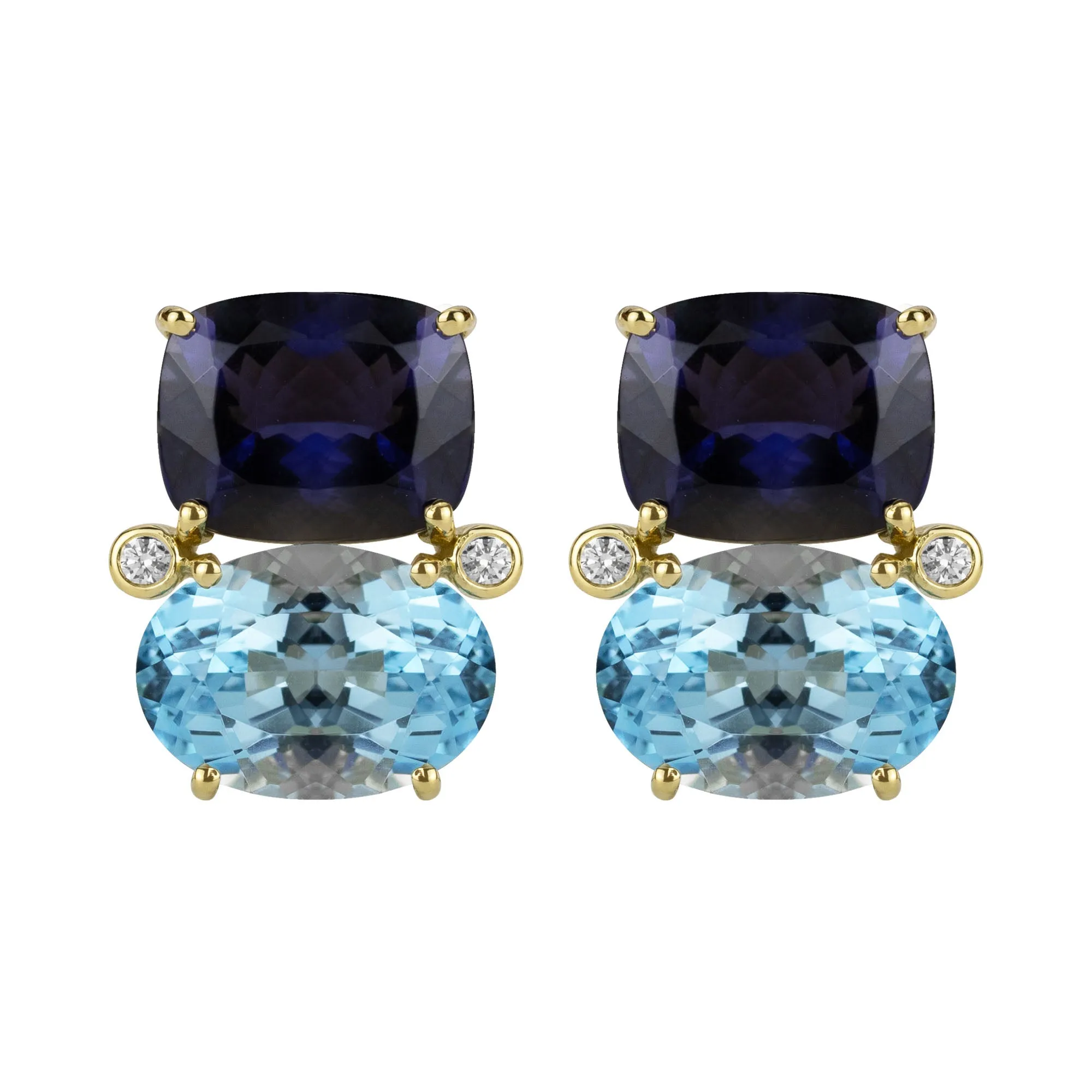 Earrings  - Iolite, Blue Topaz And Diamond (2345B)