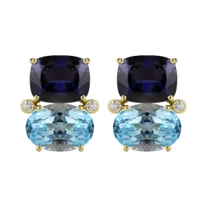 Earrings  - Iolite, Blue Topaz And Diamond (2345B)