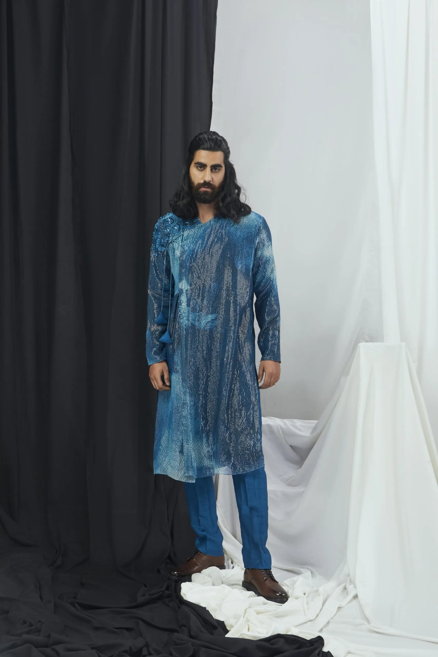 Embriodered Angrakha Kurta Set