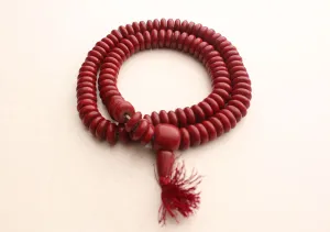 Faux Coral Flat Beads Mala for Prayer and Meditation