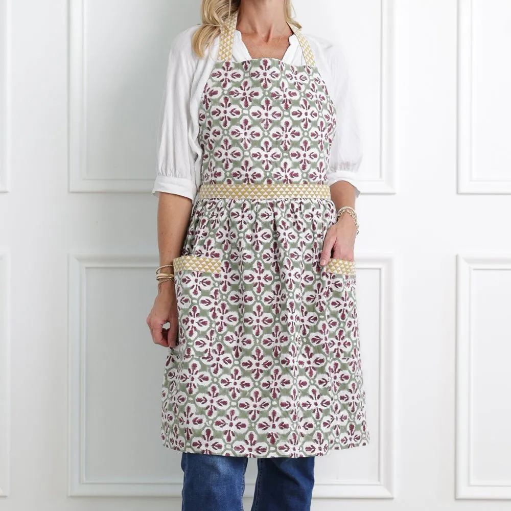 Fleur de Lis Antique Jade Apron