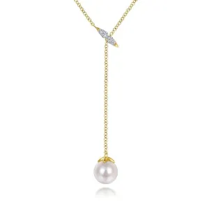 Gabriel & Co. 14k Yellow Gold Grace Pearl & Diamond Necklace