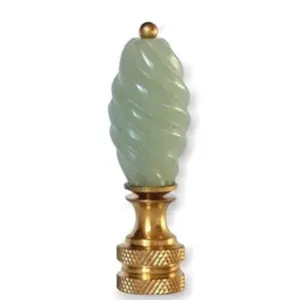 Genuine Jade Hand-Carved Swirl Finial - 2¼" h