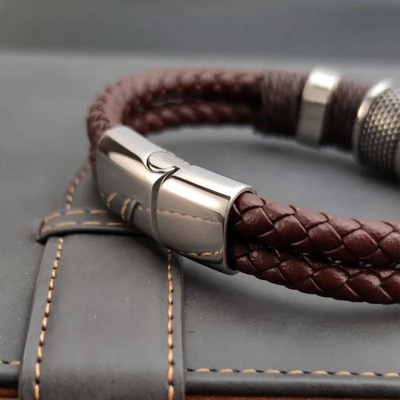 Genuine leather double bracelet