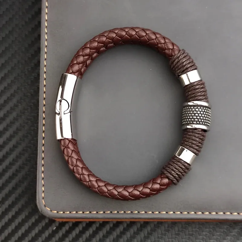 Genuine leather double bracelet