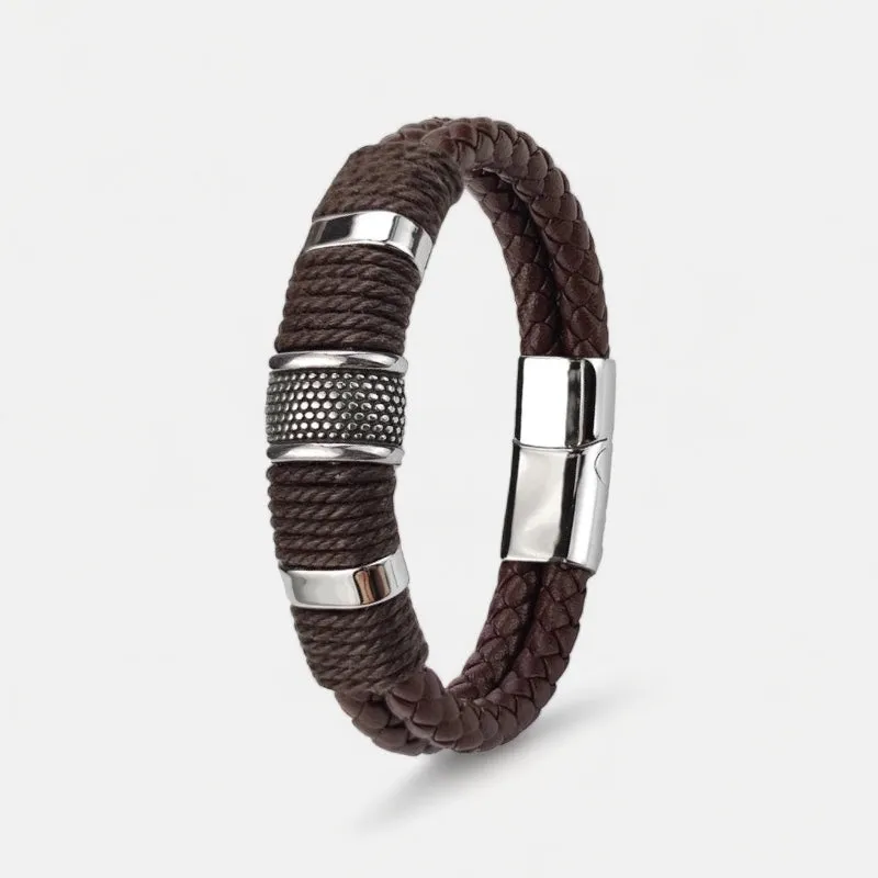 Genuine leather double bracelet