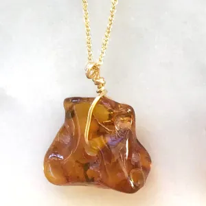 Genuine Natural Baltic Amber Necklace #07 - 16 Kt Gold plated chain necklace Handmade Jewelry - Great gift