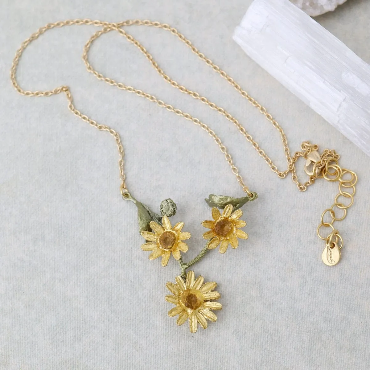 Golden Daisy 3 Flower Necklace