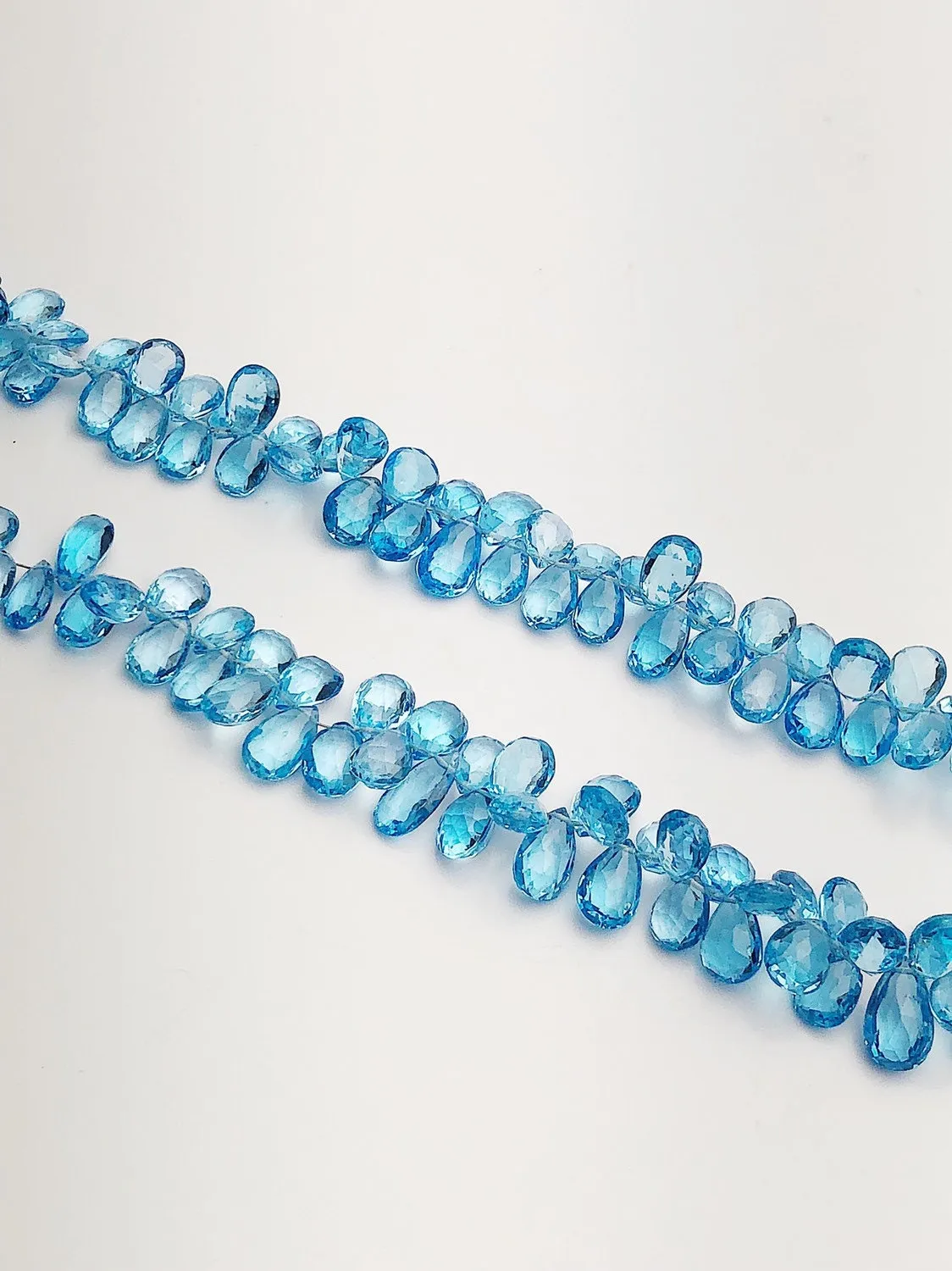 HALF OFF SALE - Swiss Blue Topaz Faceted Pear Gemstone Beads, Full Strand, Semi Precious Gemstone, 8"